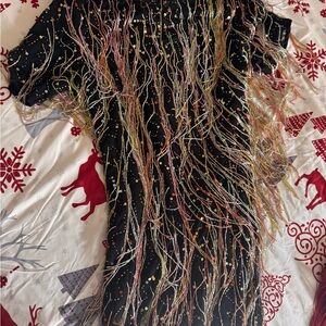 Nasty Gal Black Dress with Colorful Fringe